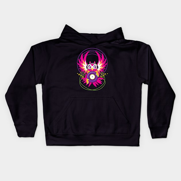 DJ Owl Kids Hoodie by merumori